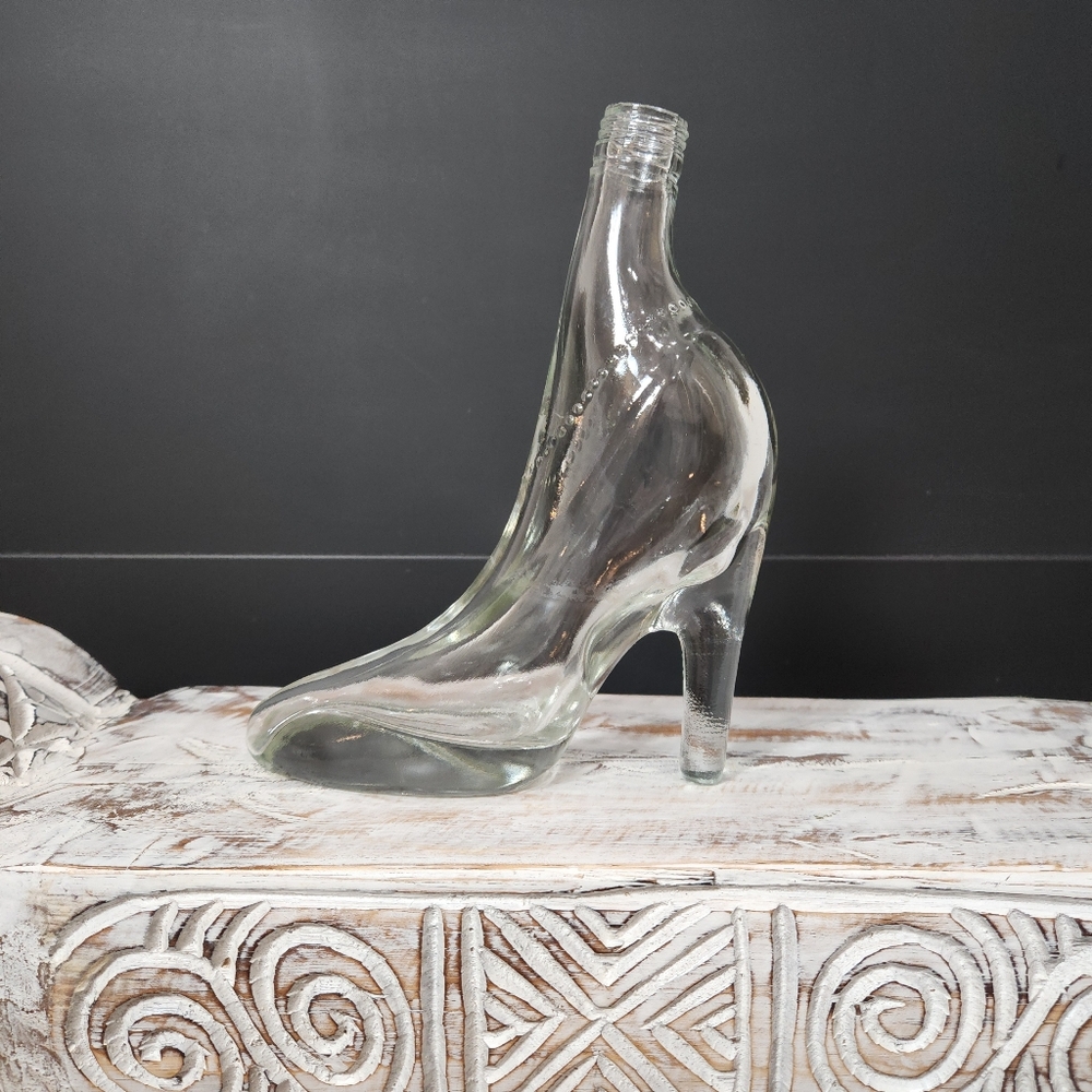 Vintage Glass Bottle Stiletto Clear High Heel Shoe Bottle